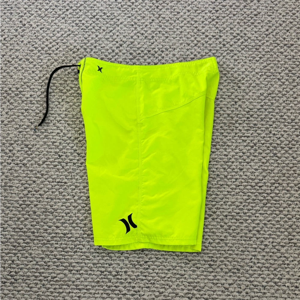 Hurley Men's Board Short Size 31 Bottom 10" Florescent Yellow Drawstring Pocket